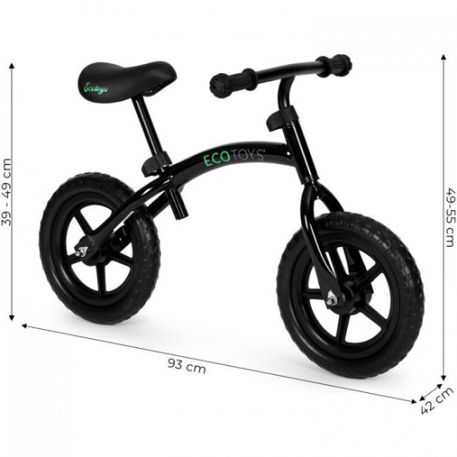 Bicicleta fara pedale cu roti din spuma eva ecotoys ym-bb-13 - negru edeediym-bb-13negru