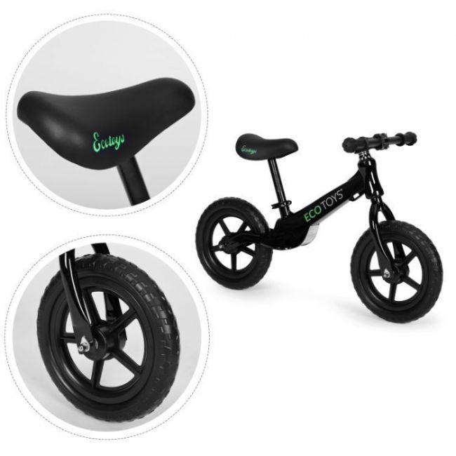 Bicicleta fara pedale cu roti din spuma eva ecotoys ym-bb-17 - negru edeediym-bb-17negru