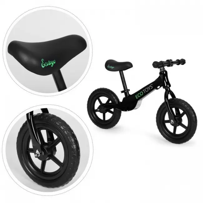 Bicicleta fara pedale cu roti din spuma eva ecotoys ym-bb-17 - negru edeediym-bb-17negru