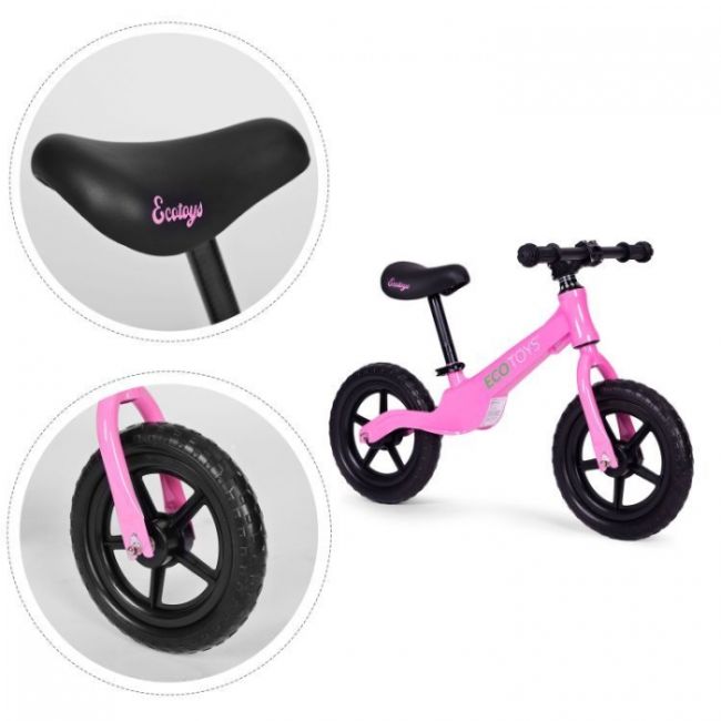 Bicicleta fara pedale cu roti din spuma eva ecotoys ym-bb-17 - roz edeediym-bb-17roz