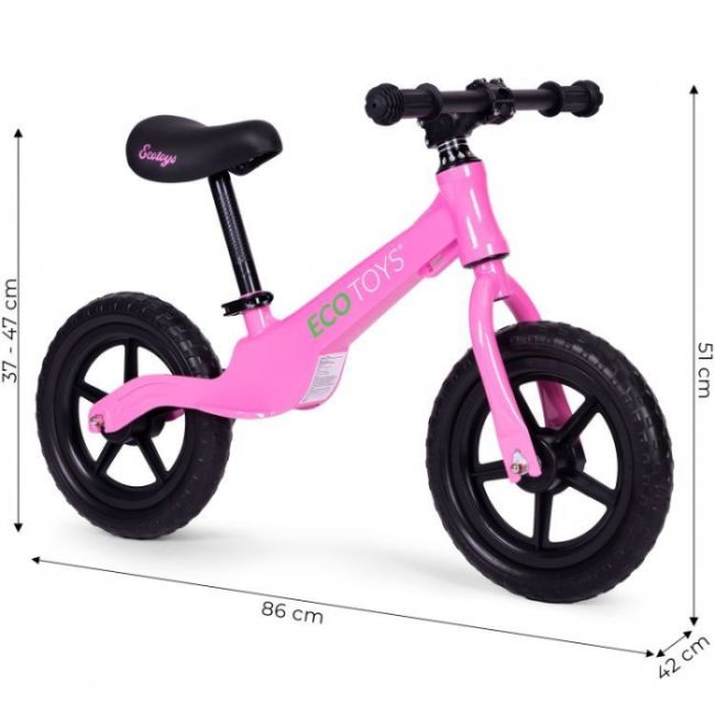 Bicicleta fara pedale cu roti din spuma eva ecotoys ym-bb-17 - roz edeediym-bb-17roz