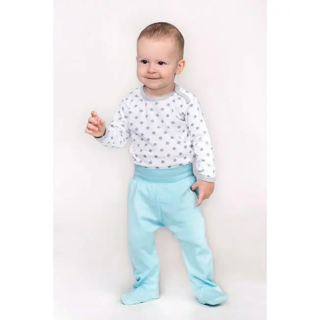 Bluza cu maneca lunga, New Baby, Cu capse, Marime 56, Din bumbac 100%, Classic II Grey with stars BYN34966