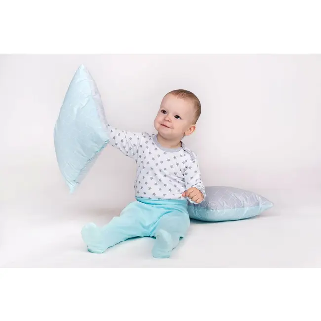 Bluza cu maneca lunga, New Baby, Cu capse, Marime 56, Din bumbac 100%, Classic II Grey with stars BYN34966