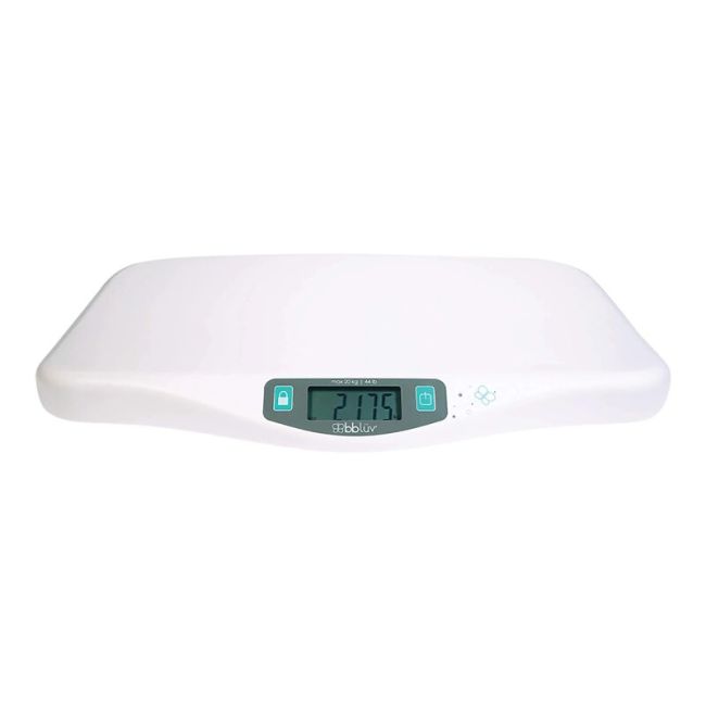 Cantar pentru bebelusi, BBluv, Kilo, Digital, Foarte precis, Unitati de masura kg, lb, oz, Pana la 20 kg, Cu functie de precizie cand se misca bebe, Ecran LCD, WHite BYNBBL-B0125