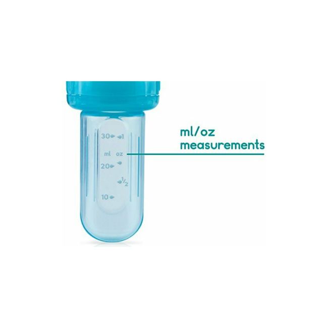 Dispozitiv de hranire, Nuby, Pentru alimente lichide sau semi-solide, Silicon, Fara BPA, 6+ luni, Albastru BYNID5577b