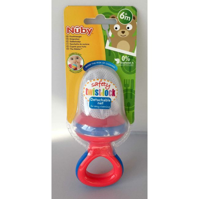Dispozitiv de hranire, Nuby pentru fructe si legume, Include capac de protectie, 6+ luni, Mov BYNID5397PINK