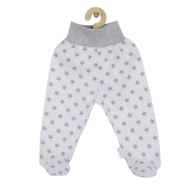 Pantalonasi, New Baby, Cu botosei, Marime 56, Din bumbac 100%, Classic II Grey with stars BYN34906
