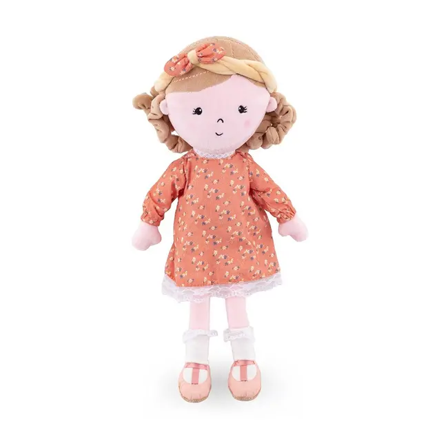 Papusa, Petite&Mars, Sophie 14 x 34 cm, 0 luni+, Ambalaj cu mini puzzle din carton, 35 cm, Roz BYN620520
