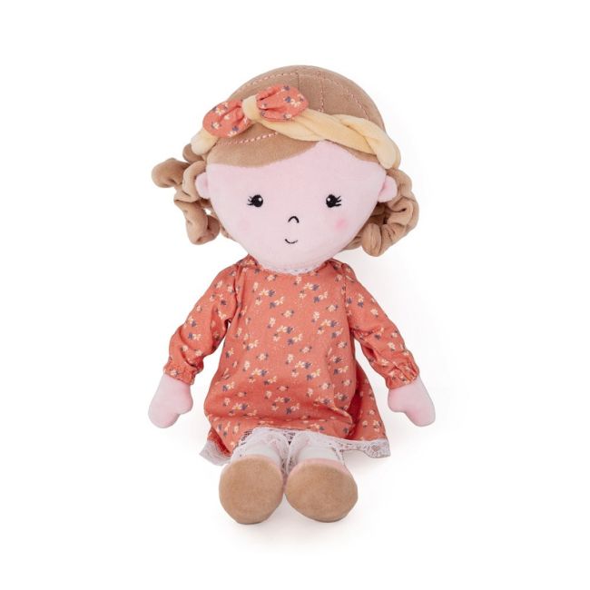 Papusa, Petite&Mars, Sophie 14 x 34 cm, 0 luni+, Ambalaj cu mini puzzle din carton, 35 cm, Roz BYN620520