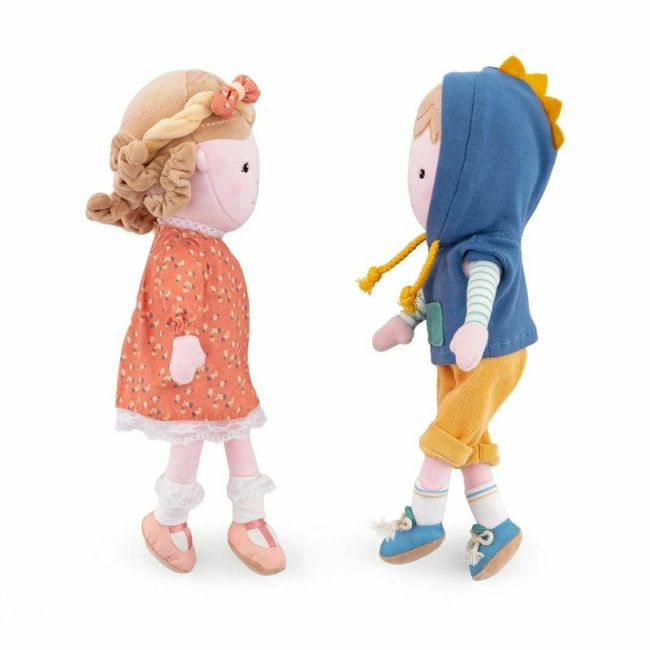 Papusa, Petite&Mars, Sophie 14 x 34 cm, 0 luni+, Ambalaj cu mini puzzle din carton, 35 cm, Roz BYN620520