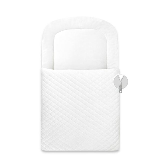 Paturica de infasat, Qmini, Pentru botez si nu numai, Cu fermoar, 72x45 cm, Din catifea matlasata, White BYN6426972024938
