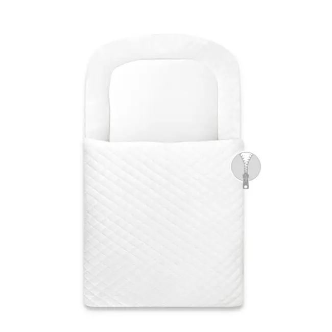 Paturica de infasat, Qmini, Pentru botez si nu numai, Cu fermoar, 72x45 cm, Din catifea matlasata, White BYN6426972024938