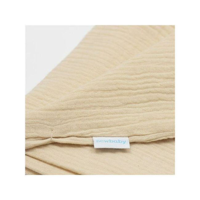 Paturica moale bebe, New Baby, 80x100 cm, Din muselina, 100% bumbac certificat Oeko Tex Standard 100, Beige BYN54364