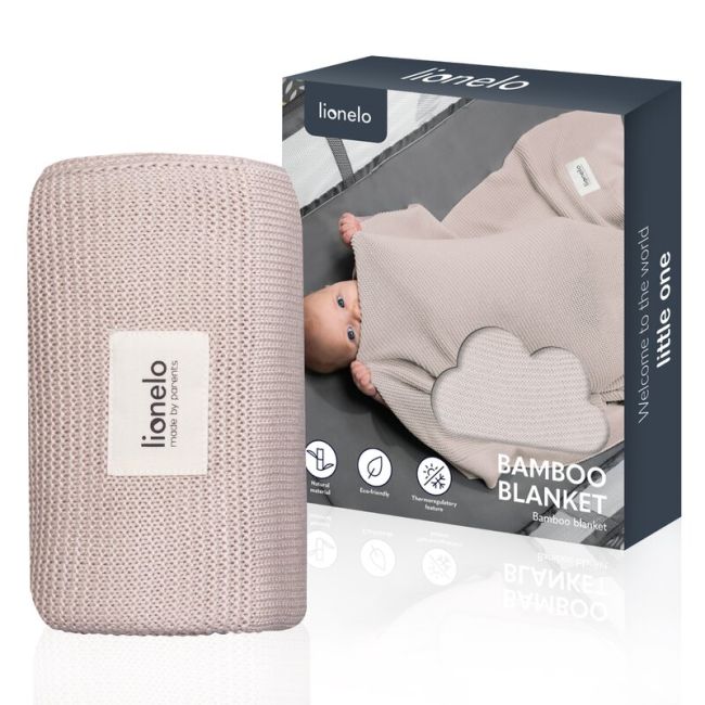 Paturica multifunctionala, Lionelo, Din bambus, Cu proprietati de termoreglare, Antibacteriana, Antifungica, Antialergice, Lavabila la masina de spalat, 100x75 cm, Bej BYNLO-BAMBOO_BLANKET_BEIGE_SAND