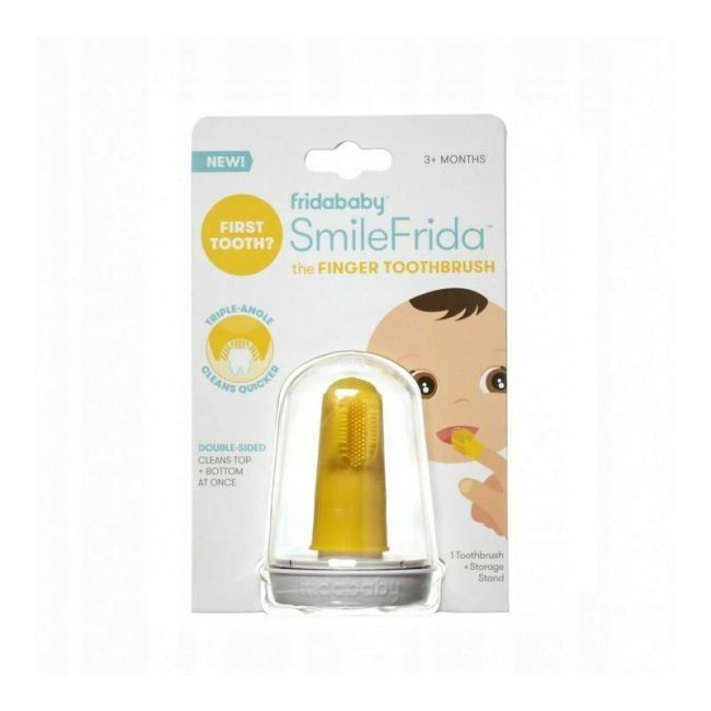 Periuta de dinti pentru deget, Fridababy, Cu peri moi, Silicon, Fara BPA, 3 luni+, Galben BYNFRIDA-07