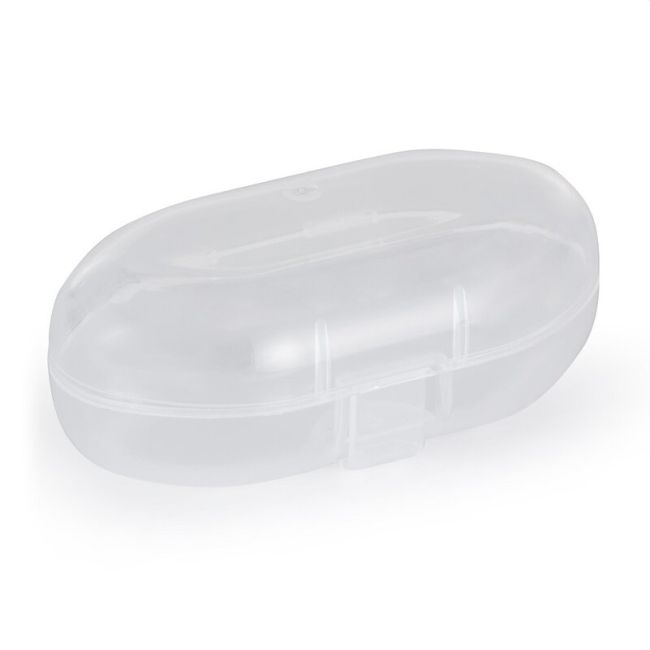 Set 2 periute de dinti pentru deget, Petite&Mars, Cu peri moi, Silicon, Include cutie depozitare, 0 luni+, Roz/Bej BYN720814