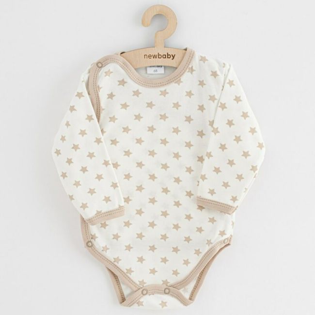 Set 3 piese, New Baby, Classic II, Include 3 body-uri cu maneca lunga, Marime 62, Din bumbac 100%, Beige BYN54467