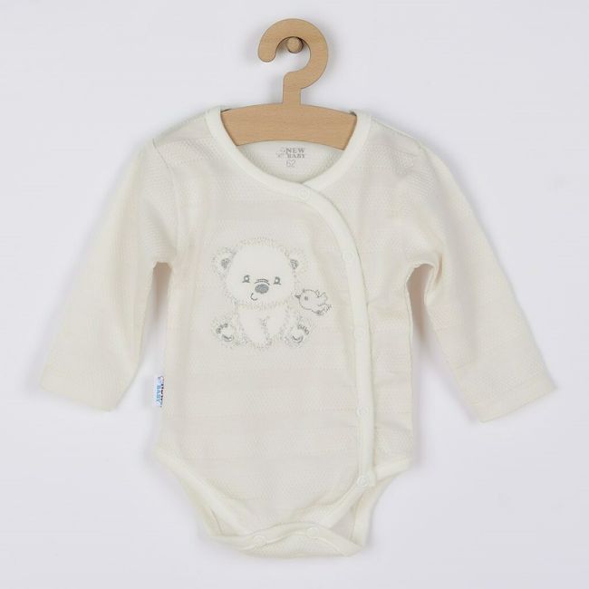 Set 4 piese, New Baby, Include bluza, body cu maneca lunga, salopeta fara maneci, caciulita, Marime 56, Din bumbac 100%, Sweet Bear Beige BYN41168