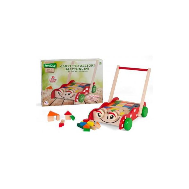 Carucior cuburi lemn Globo 30 piese multicolore - SOLGL36580