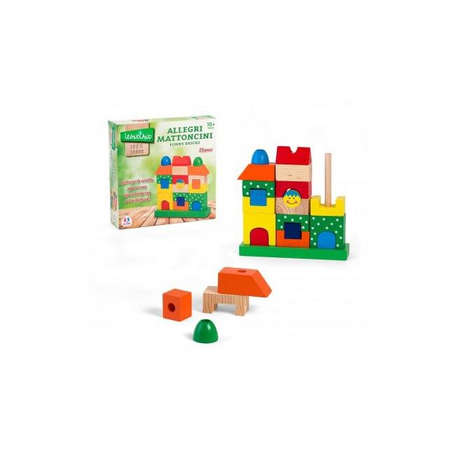 Jucarie educativa din lemn Cuburi de stivuit colorate - SOLGL36360