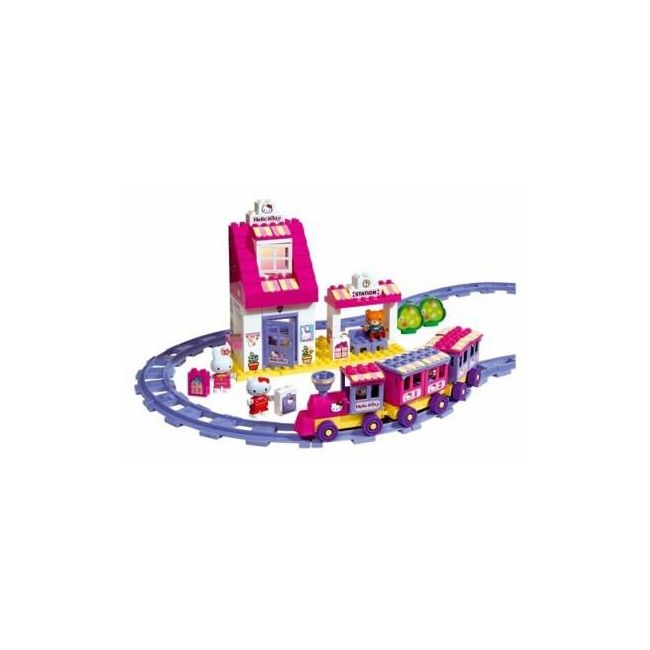 Set constructie Unico Plus Hello Kitty Trenulet cu gara 95 piese - SOLUN8652