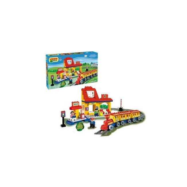Set constructie Unico Plus Trenulet cu sine si gara - SOLUN8540
