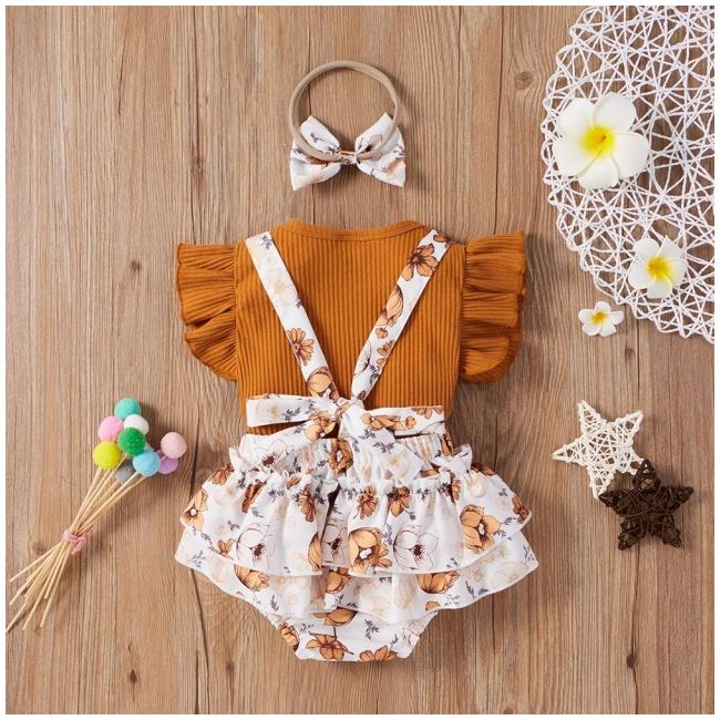 Costumas cu tricou maro - floricele mbxgsuc531-de