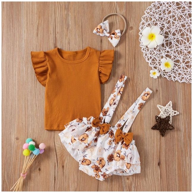 Costumas cu tricou maro - floricele mbxgsuc531-de