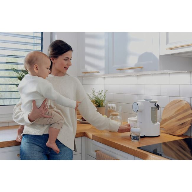 Espressor pentru lapte praf, Lionelo, Baby Presto, Functie declorizare si dozare a apei, Cu afisaj digital LED, Cu rezervor de 2 L, Alb BYNLOC-BABYPRESTO