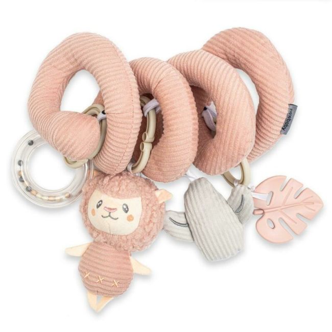 Jucarie interactiva, New Baby, Spirala, Lama, Pentru atasare la patut sau carucior, Dezvolta abilitatile motorii, Include si jucarie pentru dentitie, Fara BPA, 0 luni+, Multicolor BYN53899