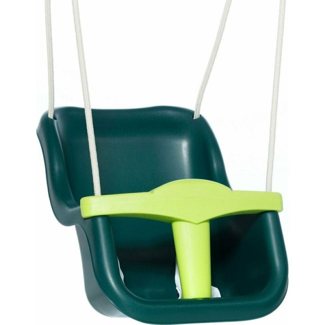 Leagan, Dice, Cu bara in forma de T, Cu sfoara impletita, Ajustabil pe inaltime pana la 250 cm, Include curea de siguranta, 9-36 luni, Dark Green BYNR113.02.06