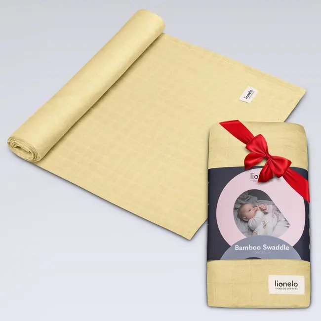 Muselina, Lionelo, Multifunctionala, Din bambus, Ideala pentru infasat, Cu proprietati antibacteriene, antifungice si antialergice, Lavabila la masina de spalat, 120x120 cm, Galben BYNLO-BAMBOO_SWADDLE_YELLOW_LEMON