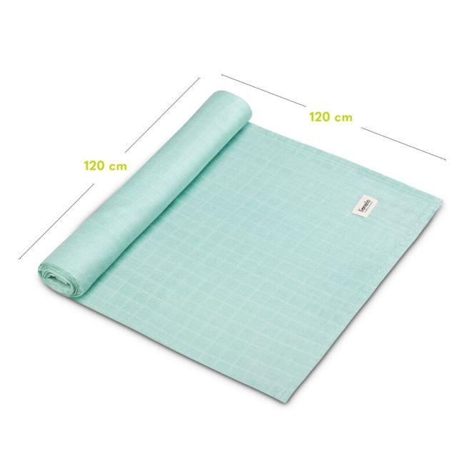 Muselina, Lionelo, Multifunctionala, Din bambus, Ideala pentru infasat, Cu proprietati antibacteriene, antifungice si antialergice, Lavabila la masina de spalat, 120x120 cm, Verde BYNLO-BAMBOO_SWADDLE_GREEN_MINT