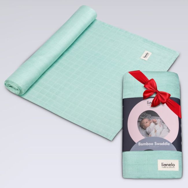Muselina, Lionelo, Multifunctionala, Din bambus, Ideala pentru infasat, Cu proprietati antibacteriene, antifungice si antialergice, Lavabila la masina de spalat, 120x120 cm, Verde BYNLO-BAMBOO_SWADDLE_GREEN_MINT