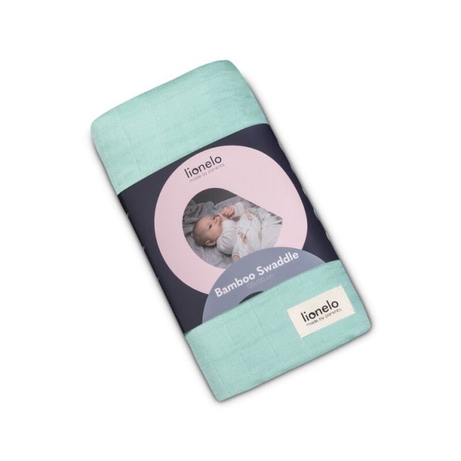 Muselina, Lionelo, Multifunctionala, Din bambus, Ideala pentru infasat, Cu proprietati antibacteriene, antifungice si antialergice, Lavabila la masina de spalat, 120x120 cm, Verde BYNLO-BAMBOO_SWADDLE_GREEN_MINT