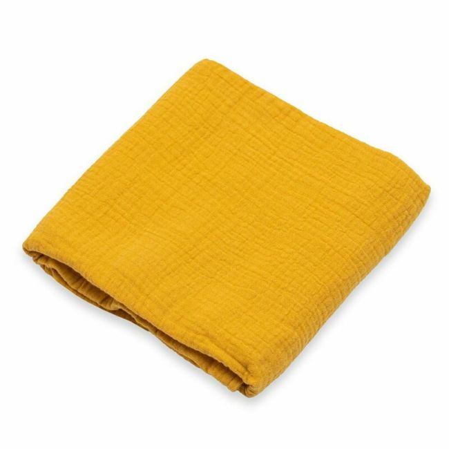 Paturica moale bebe, New Baby, Cu multiple intrebuintari, 60x60 cm, Din muselina, 100% bumbac, Mustard BYN53553