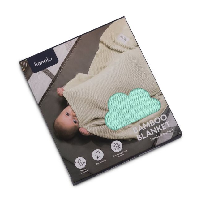 Paturica multifunctionala, Lionelo, Din bambus, Cu proprietati de termoreglare, Antibacteriana, Antifungica, Antialergice, Lavabila la masina de spalat, 100x75 cm, Verde BYNLO-BAMBOO_BLANKET_GREEN_MINT