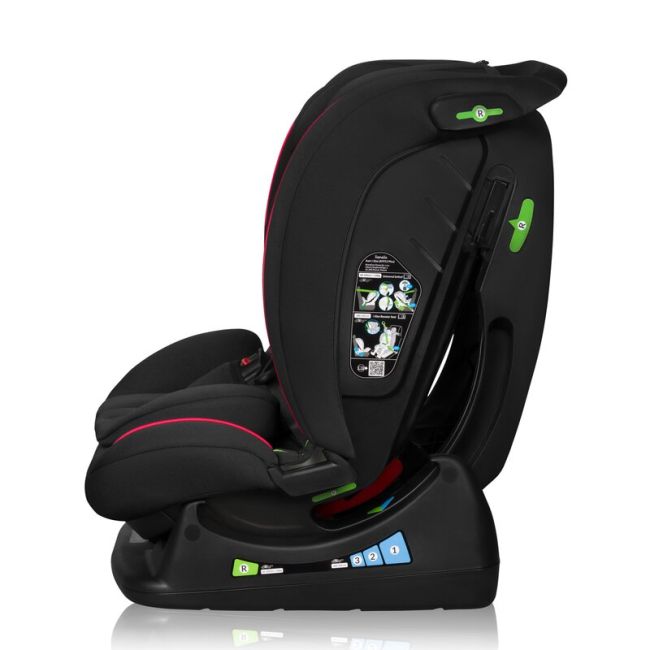 Scaun auto, Lionelo, Aart i-Size, Cu spatar inclinabil in 4 pozitii, Cu tetiera reglabila in 13 pozitii, 0-36 Kg, 40-150 cm, Cu centura siguranta in 3 puncte, Conform cu ECE R129/03, Negru/Rosu BYNLO-AART_I-SIZE_BLACK_CARBON_RED