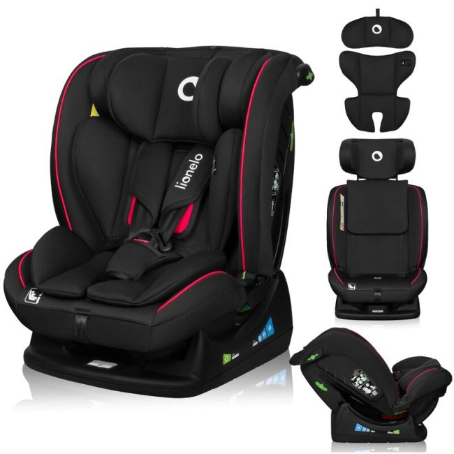 Scaun auto, Lionelo, Aart i-Size, Cu spatar inclinabil in 4 pozitii, Cu tetiera reglabila in 13 pozitii, 0-36 Kg, 40-150 cm, Cu centura siguranta in 3 puncte, Conform cu ECE R129/03, Negru/Rosu BYNLO-AART_I-SIZE_BLACK_CARBON_RED
