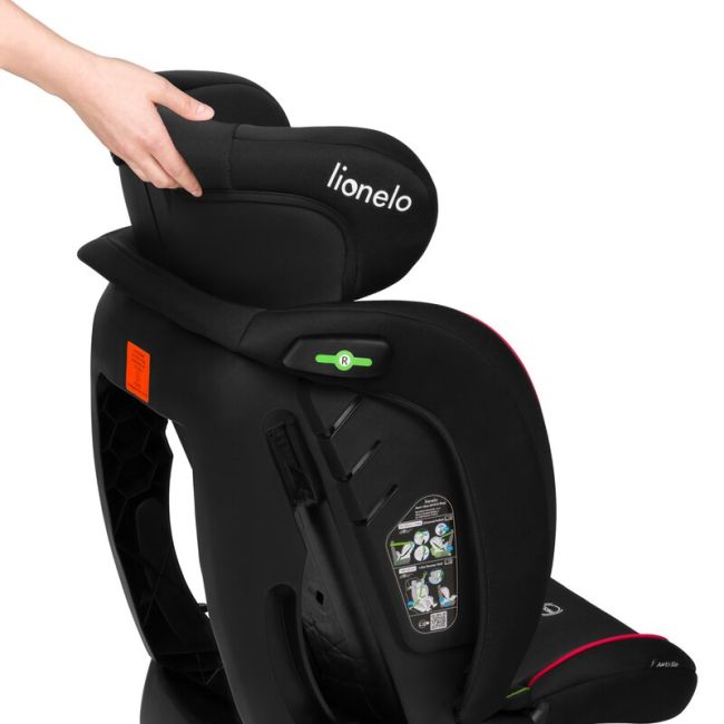 Scaun auto, Lionelo, Aart i-Size, Cu spatar inclinabil in 4 pozitii, Cu tetiera reglabila in 13 pozitii, 0-36 Kg, 40-150 cm, Cu centura siguranta in 3 puncte, Conform cu ECE R129/03, Negru/Rosu BYNLO-AART_I-SIZE_BLACK_CARBON_RED