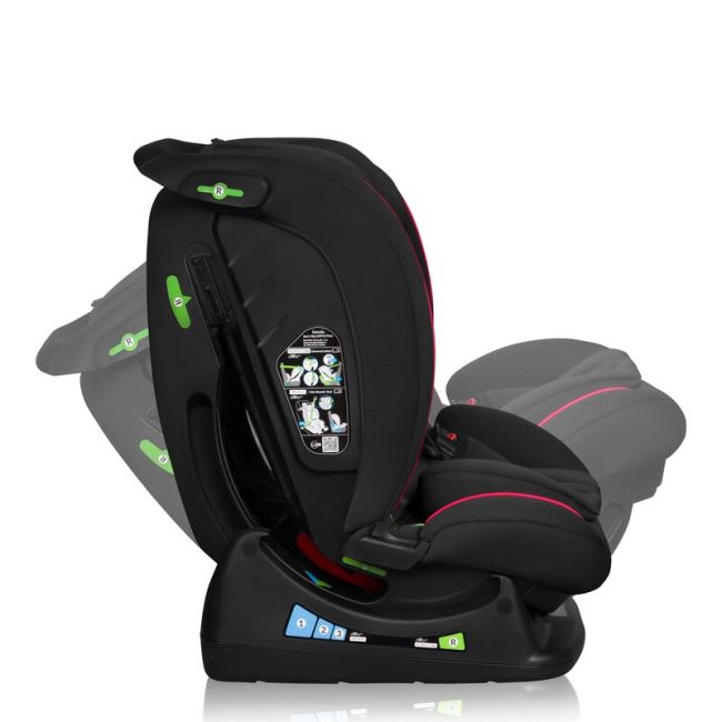 Scaun auto, Lionelo, Aart i-Size, Cu spatar inclinabil in 4 pozitii, Cu tetiera reglabila in 13 pozitii, 0-36 Kg, 40-150 cm, Cu centura siguranta in 3 puncte, Conform cu ECE R129/03, Negru/Rosu BYNLO-AART_I-SIZE_BLACK_CARBON_RED