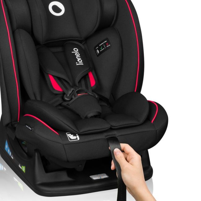 Scaun auto, Lionelo, Aart i-Size, Cu spatar inclinabil in 4 pozitii, Cu tetiera reglabila in 13 pozitii, 0-36 Kg, 40-150 cm, Cu centura siguranta in 3 puncte, Conform cu ECE R129/03, Negru/Rosu BYNLO-AART_I-SIZE_BLACK_CARBON_RED