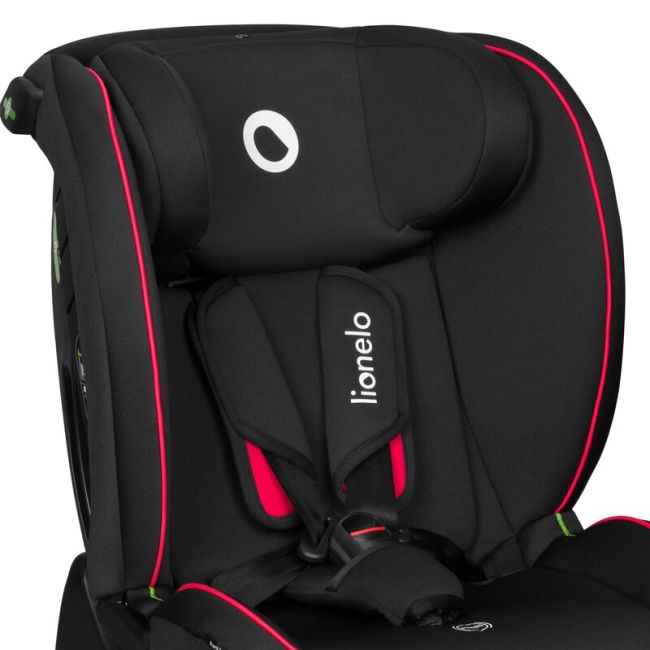 Scaun auto, Lionelo, Aart i-Size, Cu spatar inclinabil in 4 pozitii, Cu tetiera reglabila in 13 pozitii, 0-36 Kg, 40-150 cm, Cu centura siguranta in 3 puncte, Conform cu ECE R129/03, Negru/Rosu BYNLO-AART_I-SIZE_BLACK_CARBON_RED