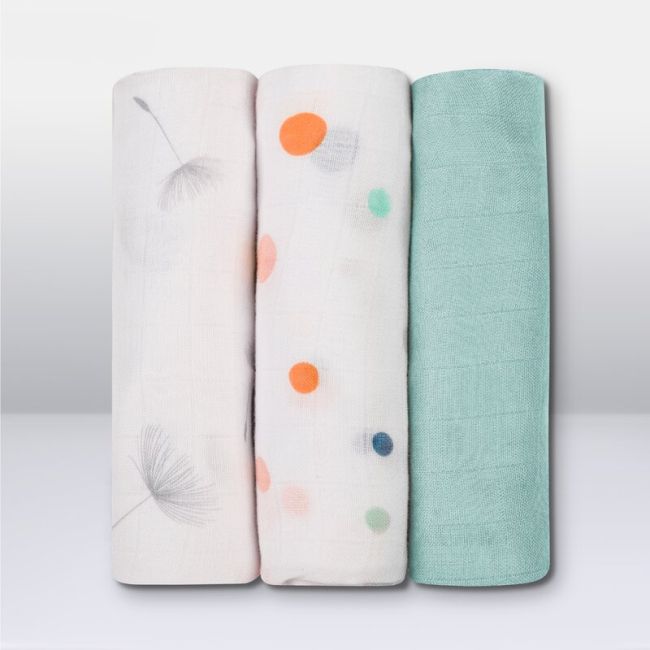 Set 3 museline, Lionelo, Dot, Multifunctionale, Din bambus, Ideale pentru infasat, Cu proprietati antibacteriene, antifungice si antialergice, Lavabile la masina de spalat, 70x70 cm, Multicolor BYNLO-BAMBOO_SET_DOT