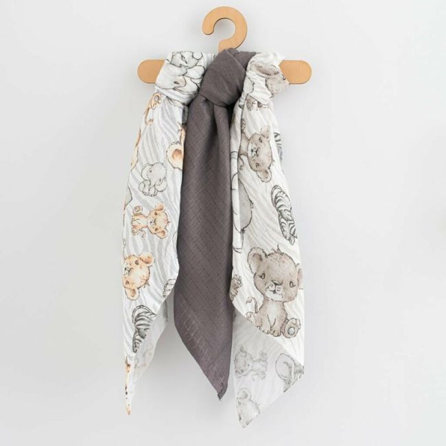 Set 3 scutece, New Baby, Multifunctionale, Din bumbac 100%, Material certificate Oeko Tex Standard 10070x80 cm, Multicolor BYN56184