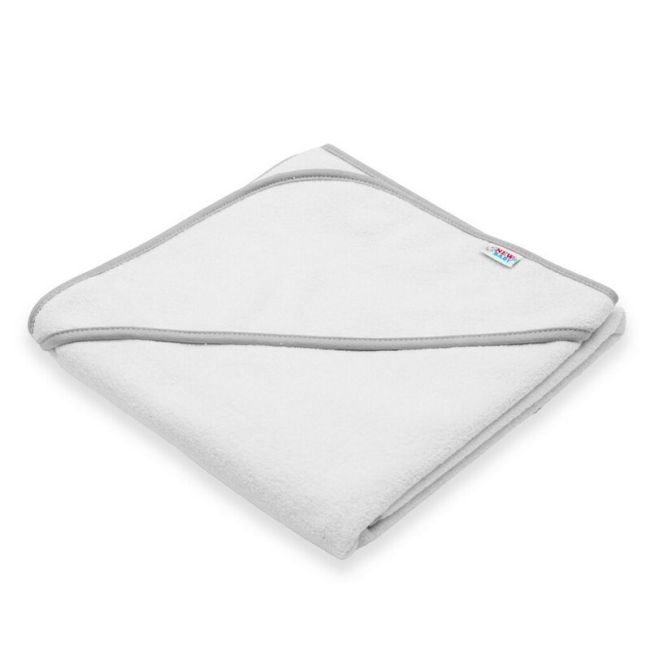 Set prosop cu gluga si manusa baie, New Baby, Dimensiune 80 x 80 cm, Basic, White-gray BYN56245