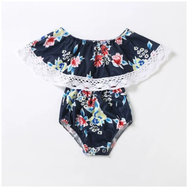 Body bleumarin pentru fetițe cu imprimeu floral ad9196-bebe