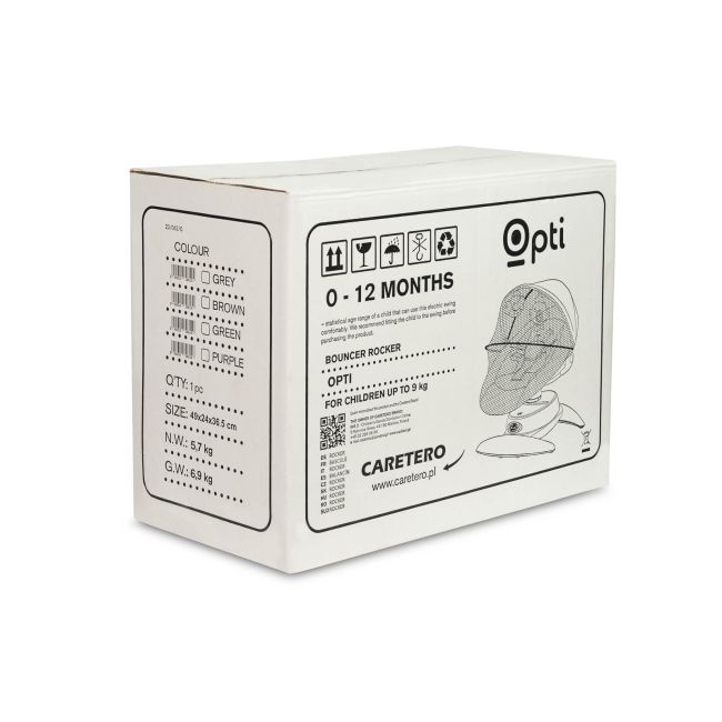 Leagan electric rotativ 360⁰ cu telecomanda, melodii, sunete, senzor de mișcare și inclinare reglabila Caretero OPTI Verde PMICTERO-8003