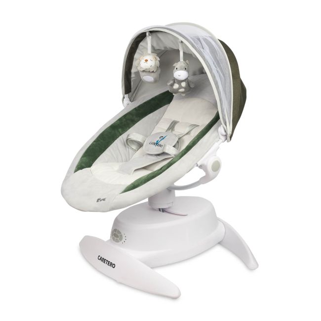 Leagan electric rotativ 360⁰ cu telecomanda, melodii, sunete, senzor de mișcare și inclinare reglabila Caretero OPTI Verde PMICTERO-8003