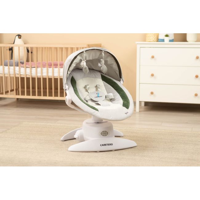 Leagan electric rotativ 360⁰ cu telecomanda, melodii, sunete, senzor de mișcare și inclinare reglabila Caretero OPTI Verde PMICTERO-8003